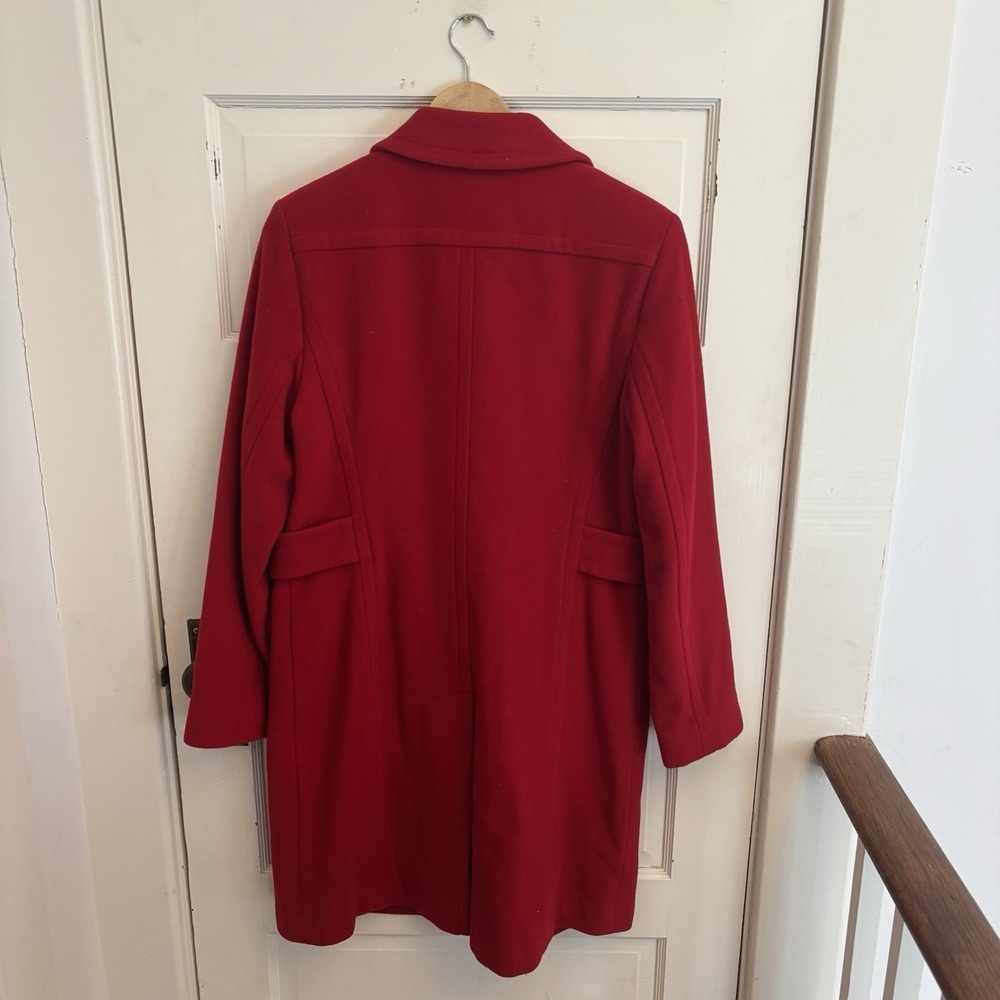 Moda International Vintage Women's 100% Wool Red Coat Flap Pockets Size 12 - Picture 4 of 5
